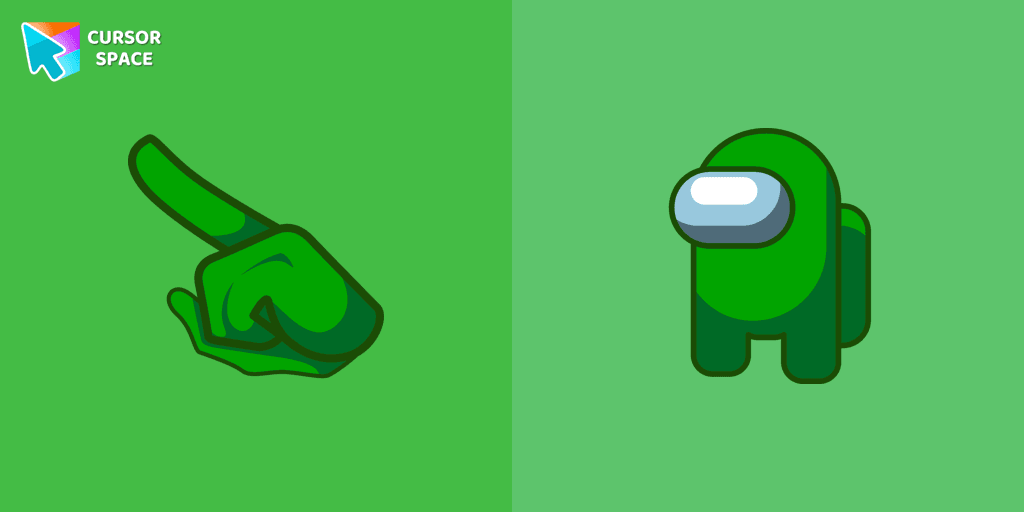 Amp up Your Among Us Game with Green Character Cursors cursor pack